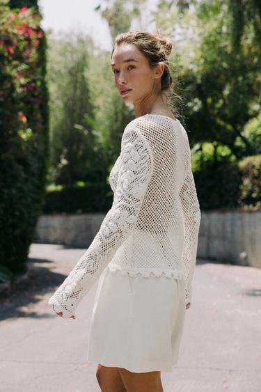 TOP DENTELLE BRODÉE - Blanc de Zara - Image 2