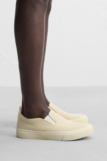 ZAPATILLA SIN CORDONES TEJIDO - Crudo de Zara - Imagen 0
