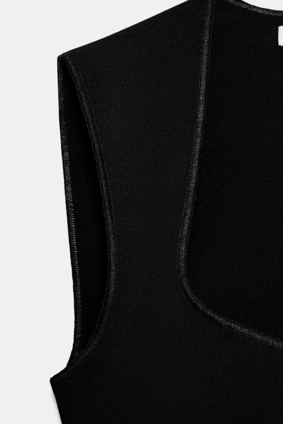 BODY ENCOLURE CARRÉE STRETCH - Noir de Zara - Image 7