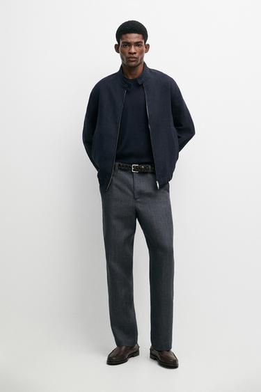 Zara 100% linen striped pants - Deep blue - Image 0
