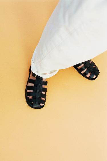 Zara BUCKLED FISHERMAN SANDALS - Black - Image 0