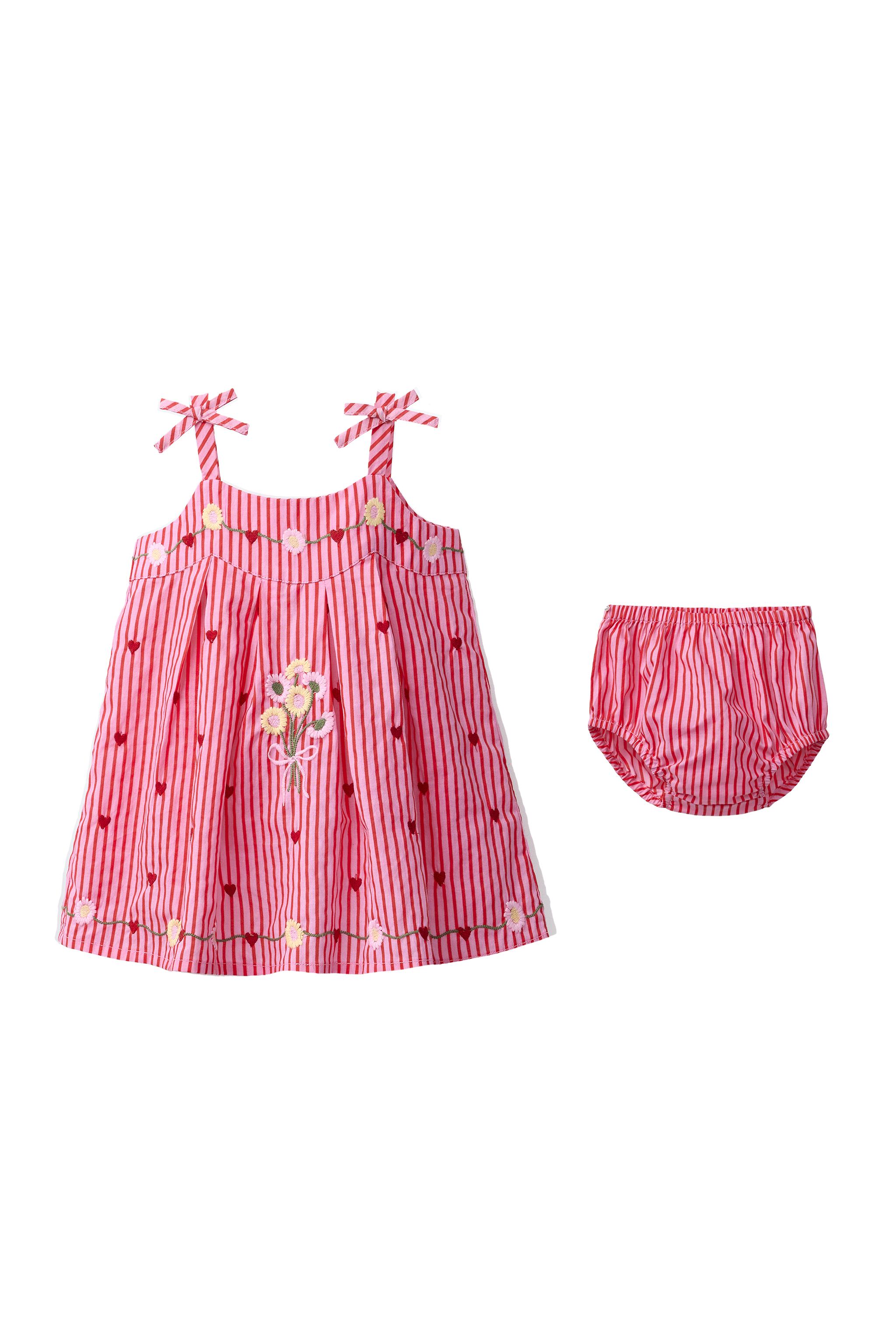 sonanddaughter 5〜6y STRIPED AND EMBROIDERED DRESS AND PANTY SISSEL EDELBO X ZARA KIDS
