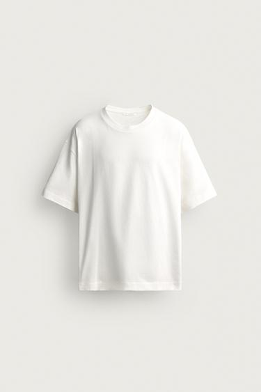 Zara CONTRAST PRINT AND EMBROIDERY T-SHIRT - White