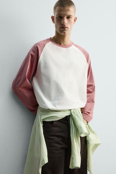 T-SHIRT COLOR BLOCK - Blanc / Rose de Zara - Image 5