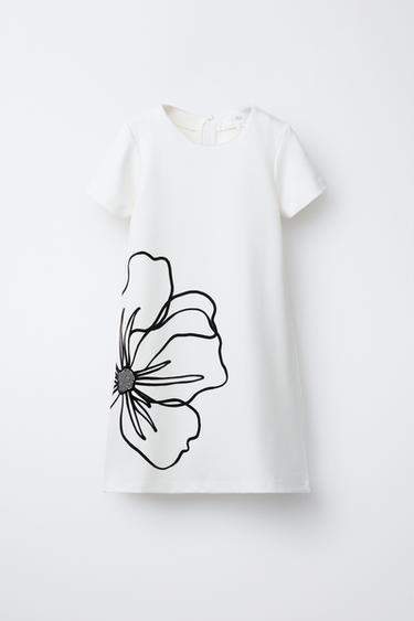 SHINY FLORAL DRESS - Ecru by Zara