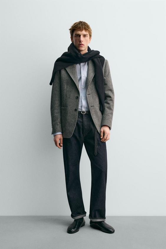 100% WOOL TEXTURED BLAZER AARON LEVINE X ZARA