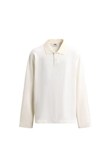 Zara REGULAR FIT TEXTURED PIQUÉ POLO - Oyster-white