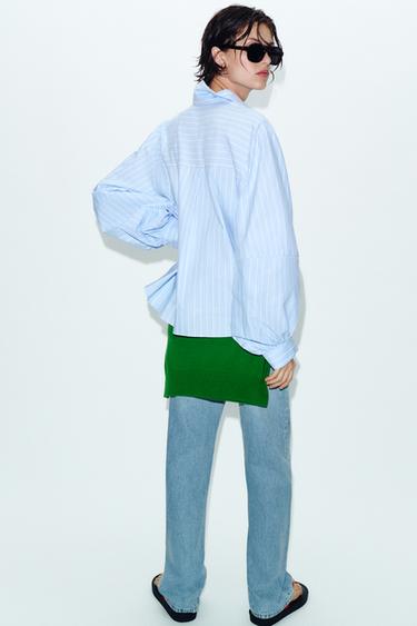 STRIPED PUFF SLEEVE SHIRT - Cornflower blue by Zara - Image 4
