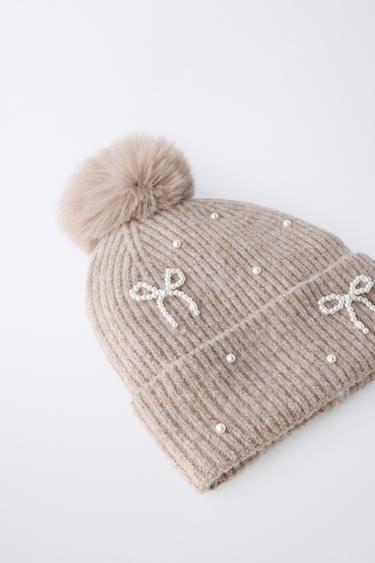 KNIT BEANIE WITH SHIMMER POMPOM AND WOOL - Brown marl by Zara - Image 2
