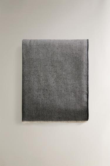 Zaras TUNN PLÄD MED FRANSAR - Grå antracit