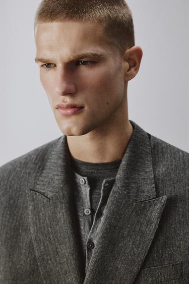 DOUBLE-BREASTED PINSTRIPE SUIT BLAZER - Grey by Zara