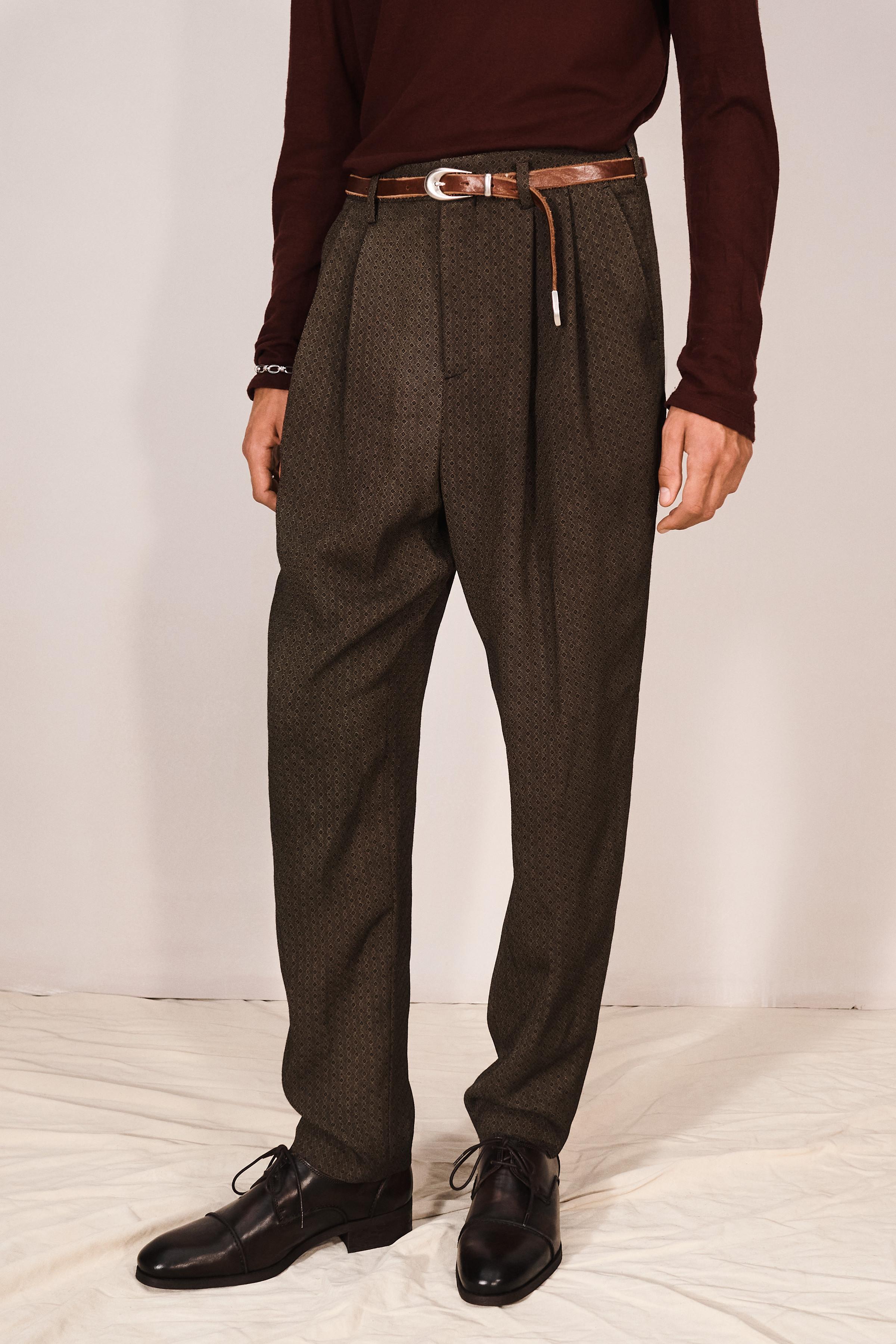 GEOMETRIC JACQUARD PLEATED PANTS