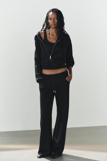 SUDADERA INTERLOCK CAPUCHA - Negro de Zara