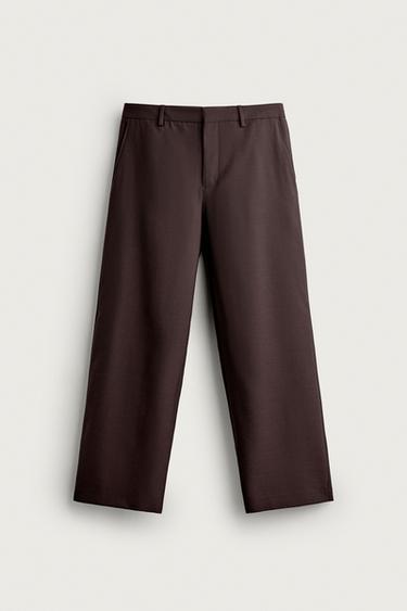 STRAIGHT-LEG SUIT TROUSERS - Dark brown by Zara