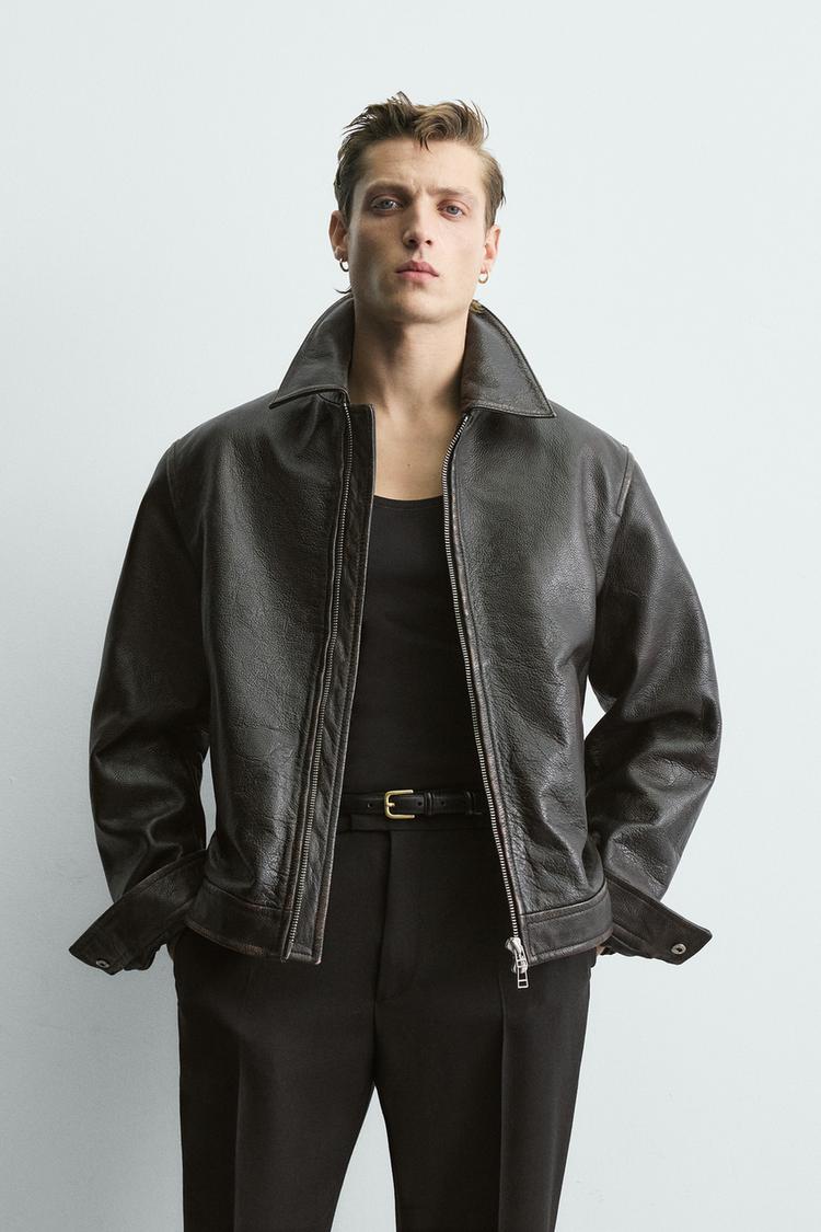 ZARA VINTAGE WASHED LEATHER JACKET