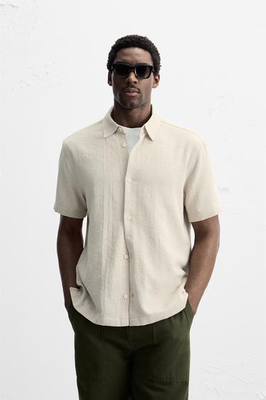 CHEMISE REGULAR FIT STRUCTURÉE - Beige clair de Zara