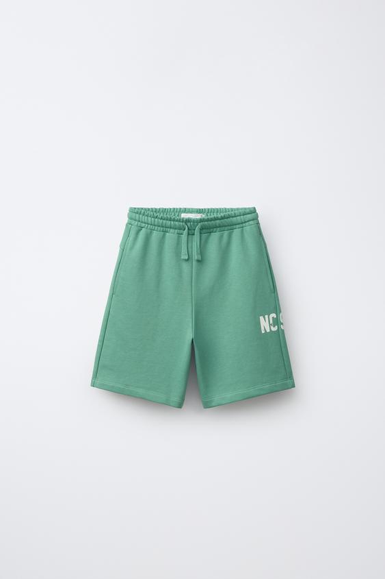 PRINTED JOGGING BERMUDA SHORTS - Green de Zara - Imagen 0