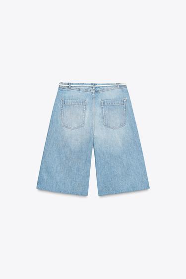 ZW COLLECTION LOW-RISE DENIM BERMUDA SHORTS - Blue by Zara - Image 1