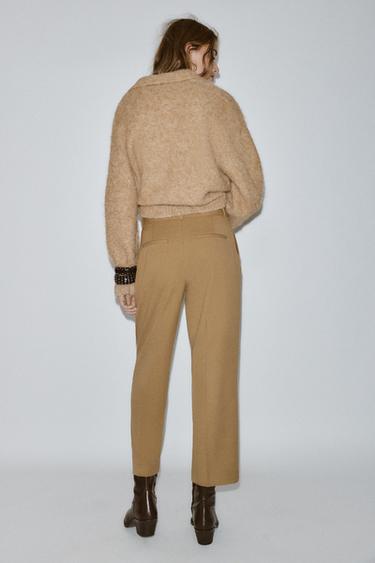 PULL POLO EN MAILLE EFFET BROSSÉ - Marron clair de Zara - Image 4