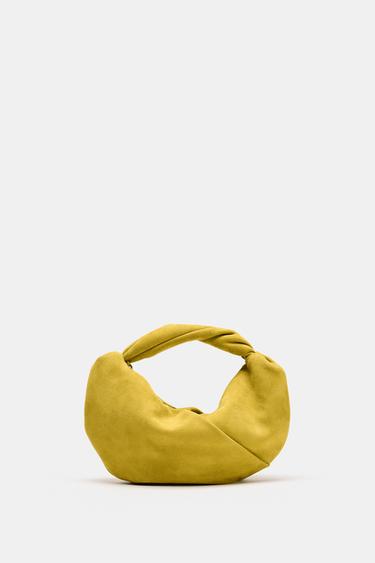 GATHERED LEATHER HANDBAG - Lime Green by Zara