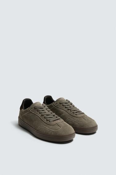 LEATHER TRAINERS - Grey by Zara