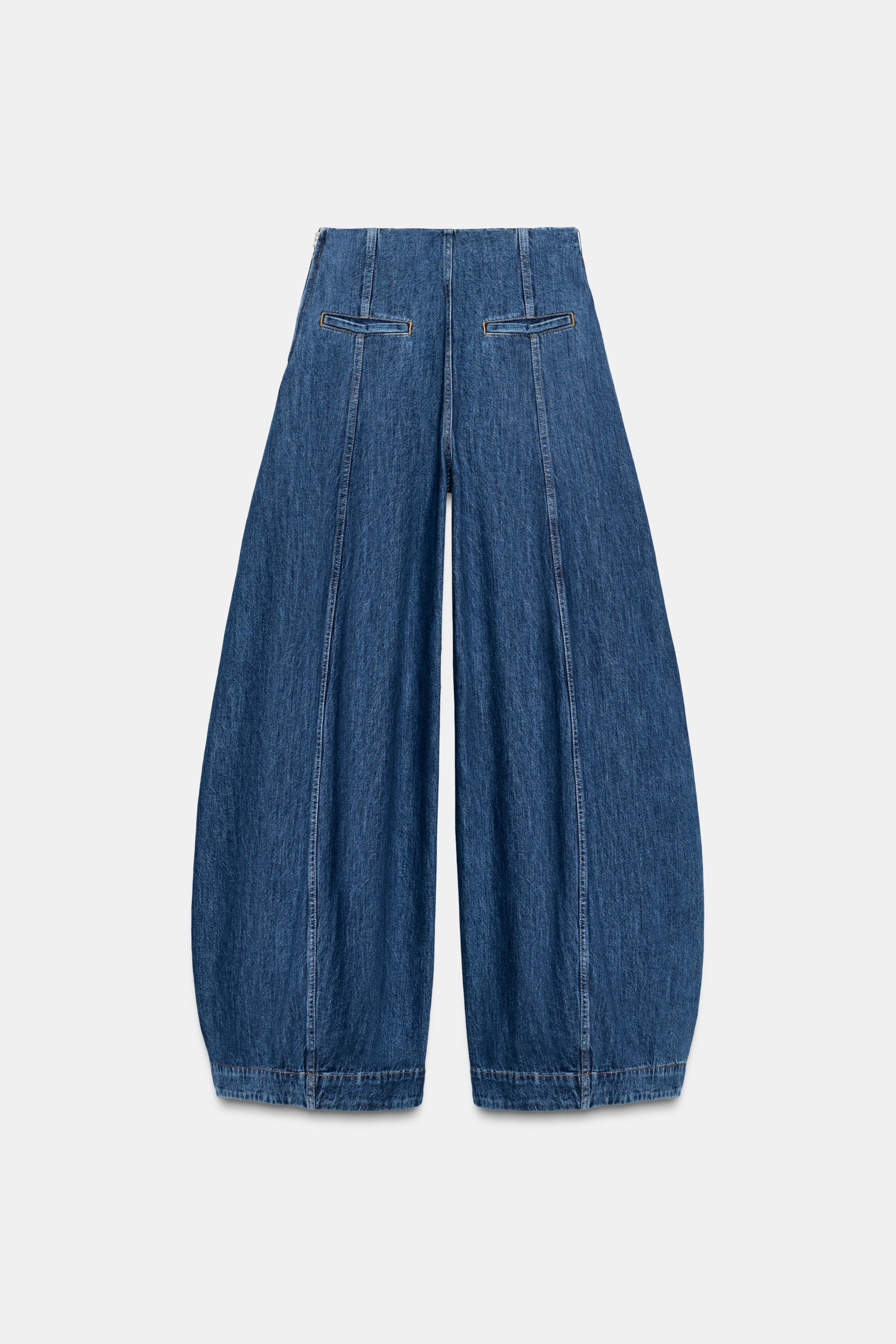 ZW COLLECTION high-waist balloon JEANS - Blue | ZARA South Africa