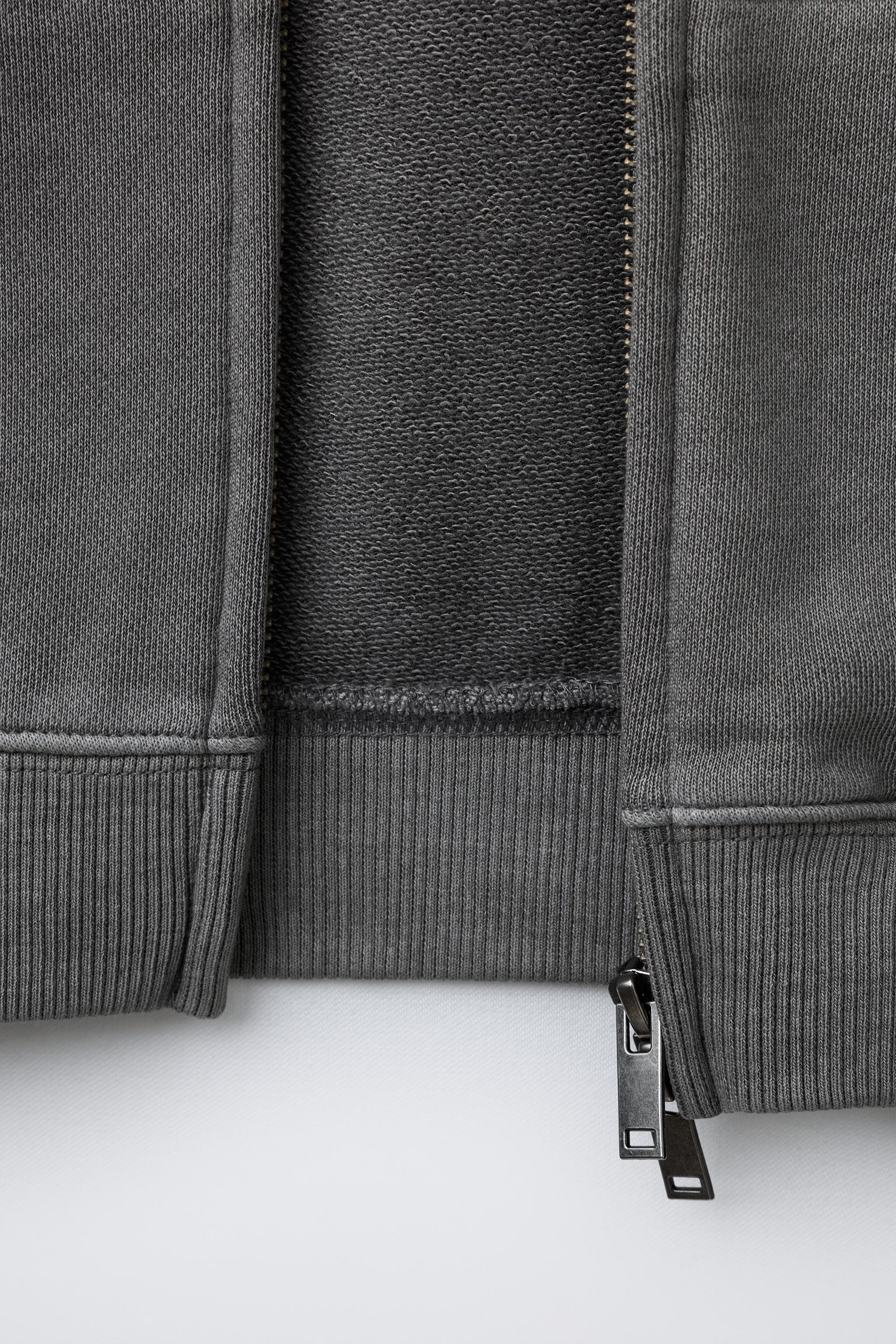 GARMENT DYE ZIPPERED SWEATSHIRT