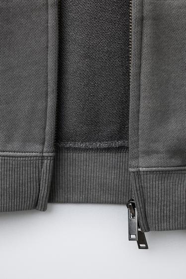 SWEAT ZIPPÉ TEINT EN PIÈCE - Gris anthracite de Zara - Image 3