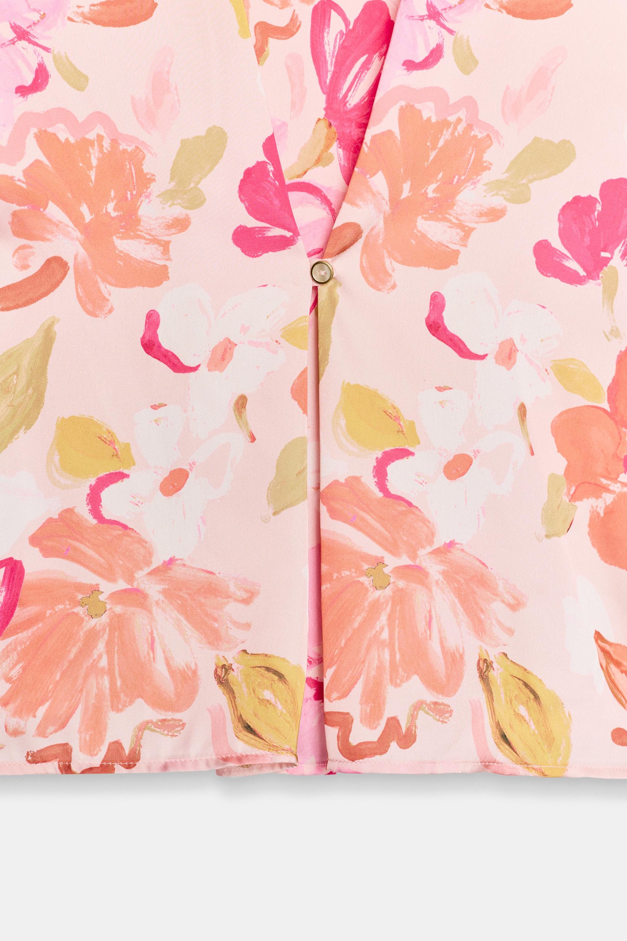 FLORAL PRINT SATIN EFFECT SHIRT
