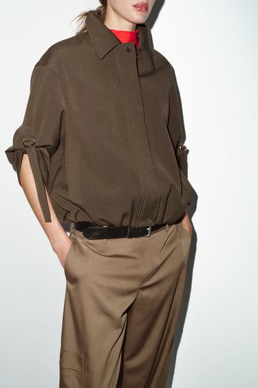 JAQUETA BOMBER DE MÀNIGA REPLEGADA - Tabac de Zara