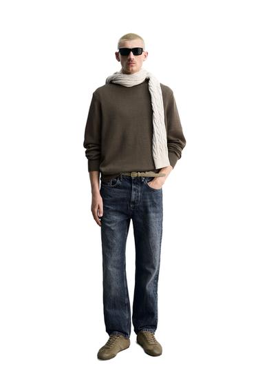 Zara REGULAR FIT COTTON JUMPER - Brown