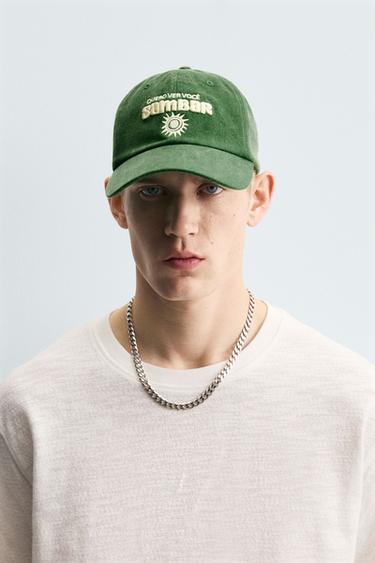 BONÉ BORDADO CONTRASTE - Verde da Zara - Imagem 0