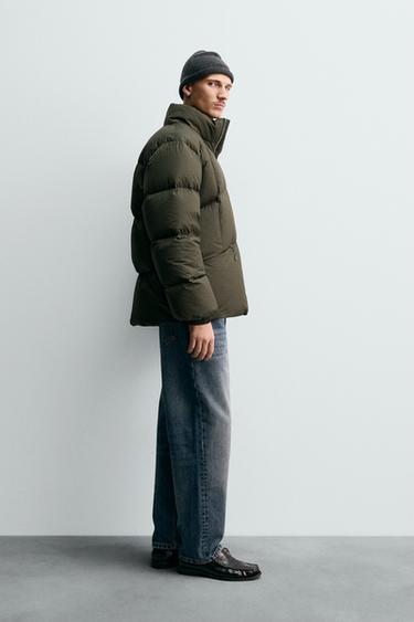 BLOUSON DOUDOUNE 100 % PLUMES - Vert moyen de Zara - Image 3