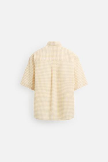 CHEMISE RELAXED FIT À CARREAUX - Jaune clair de Zara - Image 6