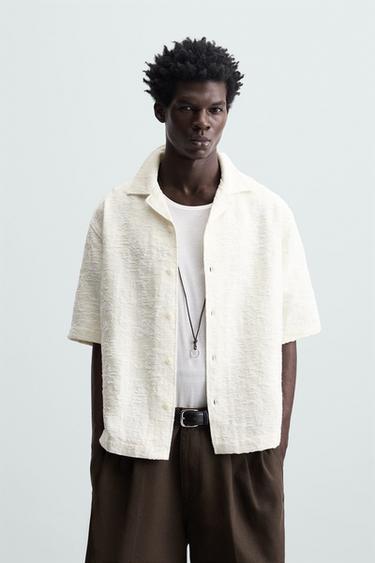 CAMISA JACQUARD TEXTURA - Blanco roto de Zara