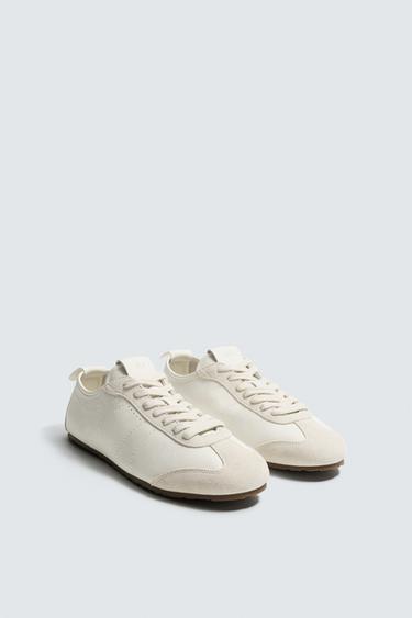 КОЖАНЫЕ КРОССОВКИ — Белый от Zara