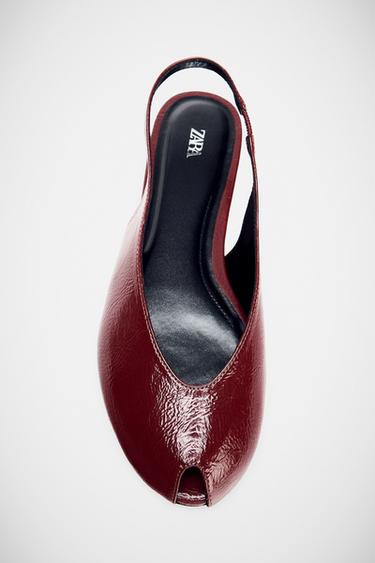 OPEN TOE SLINGBACK SHOES - Burgundy Red by Zara