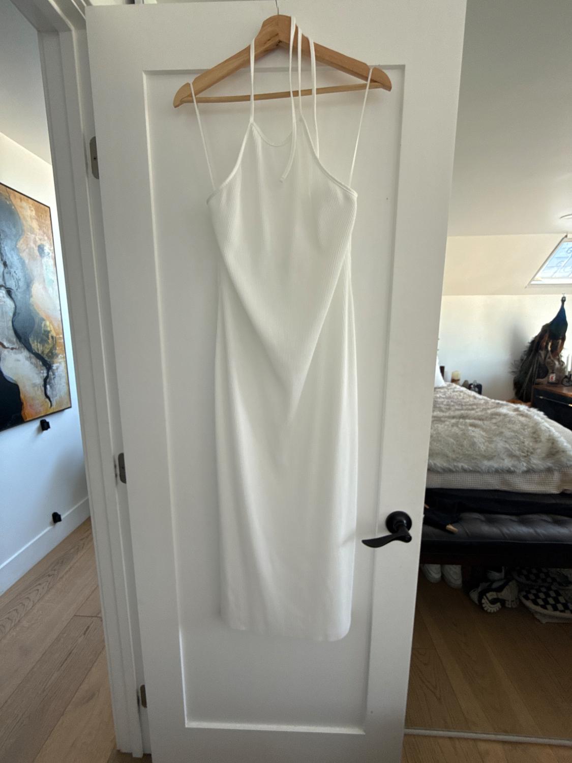 PLEATED HALTER DRESS