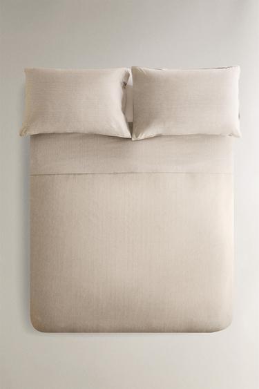 REVERSIBLE STRIPED DUVET COVER - Beige by Zara