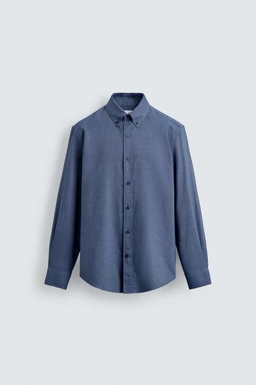 WASHED TEXTURED OXFORD SHIRT - Indigo by Zara