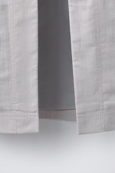 PLAIN LINEN BLEND COAT - Pearl grey by Zara - Image 7