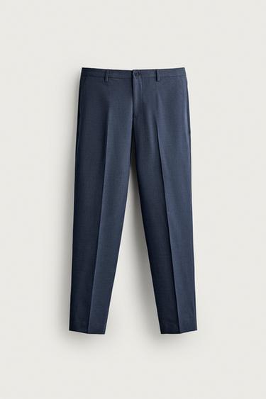 PANTALÓN TRAJE PATA DE GALLO - Azul de Zara