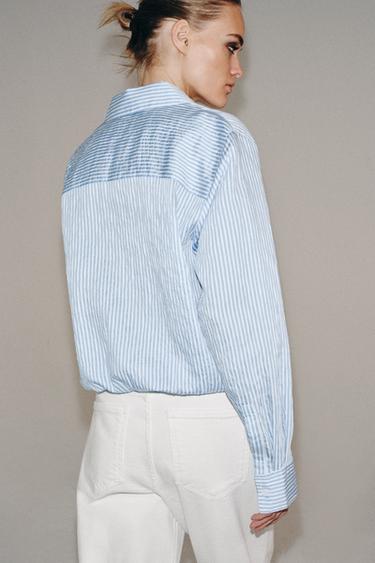 CHEMISE À RAYURES AVEC LIENS ZW COLLECTION - Bleu / Blanc de Zara - Image 5