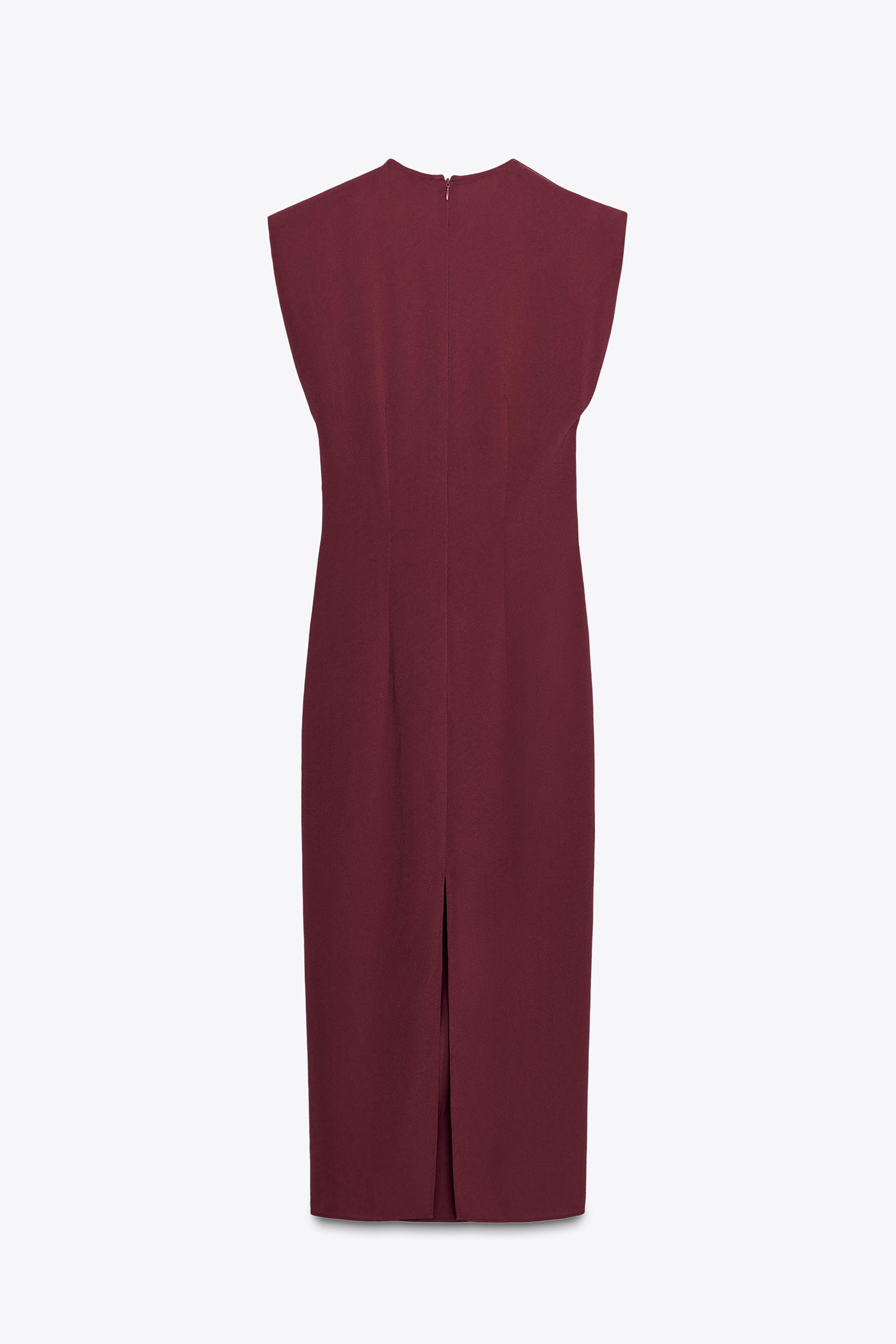 GOLD APPLIQUÉ MIDI DRESS Raspberry ZARA India - Main Image