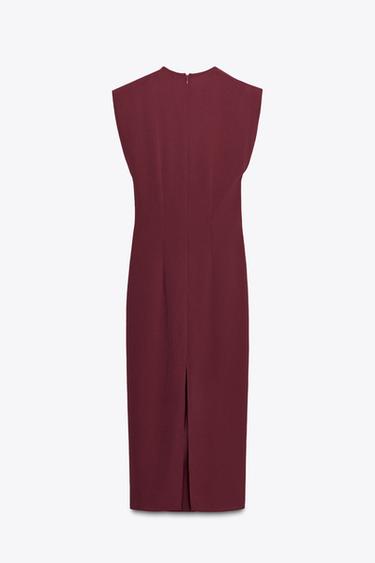 GOLD APPLIQUÉ MIDI DRESS - Raspberry by Zara - Image 7