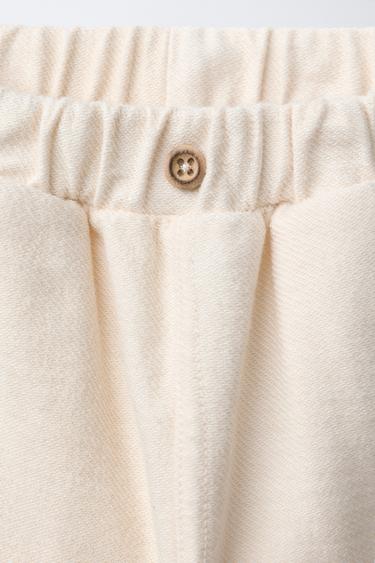 TWILL TROUSERS WITH BUTTON - Ecru by Zara - Image 2