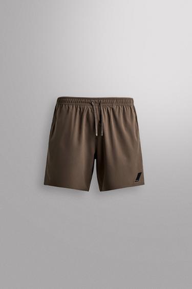 Zara 基本款訓練短褲 7 吋 - 暗灰褐色