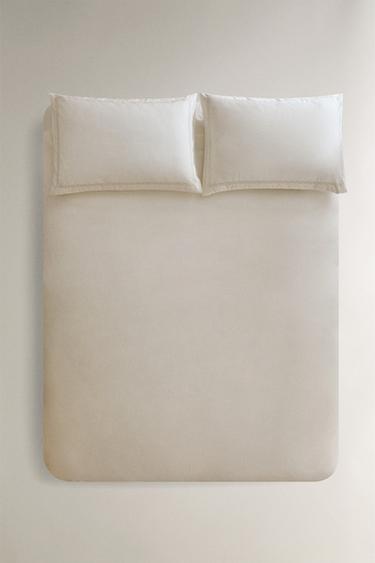 COTTON SATEEN DUVET COVER WITH TRIM (300 THREAD COUNT) - Cava by Zara
