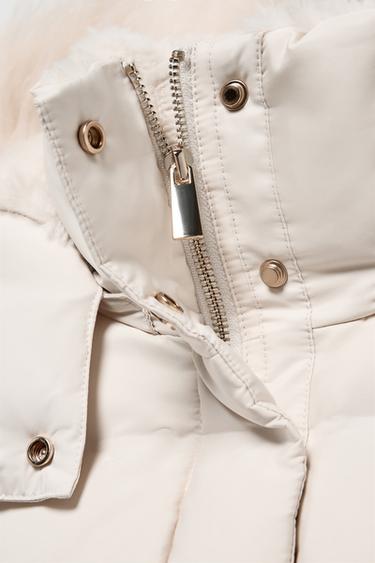 WATER-REPELLENT WINDPROOF HOODED DOWN PUFFER JACKET - Ecru by Zara - Image 11