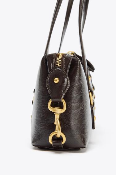 SHOULDER BAG WITH METALLIC DETAILS - Burgundy Red by Zara - Image 4